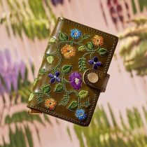 Florale Blumen Stickerei Secrid Leder Geldbörse Portemonnaie Harenberg Bonn