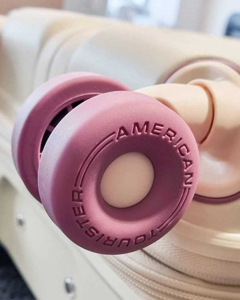 American Tourister Neovibe Puffer Koffer Hartschale Polycarbonat Sand Flieder Harenberg Bonn