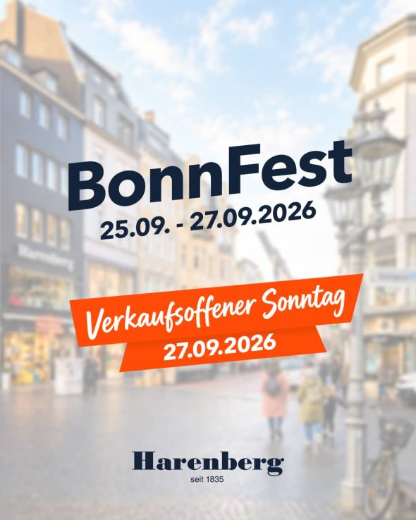 Bonnfest 2026 - 25.09.2026 Harenberg Bonn verkaufsoffener Sonntag 27.09.2026